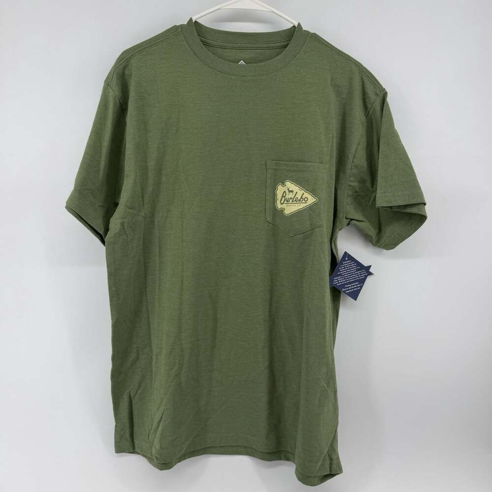 Burlebo Outdoors Men T-Shirt Green M Pocket Arrowhead Short Sleeve Shirt NWT